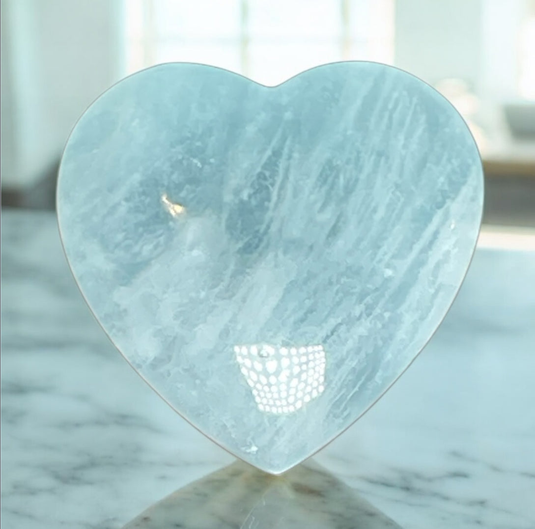 Heart - Aqua Marine Crystal Carving