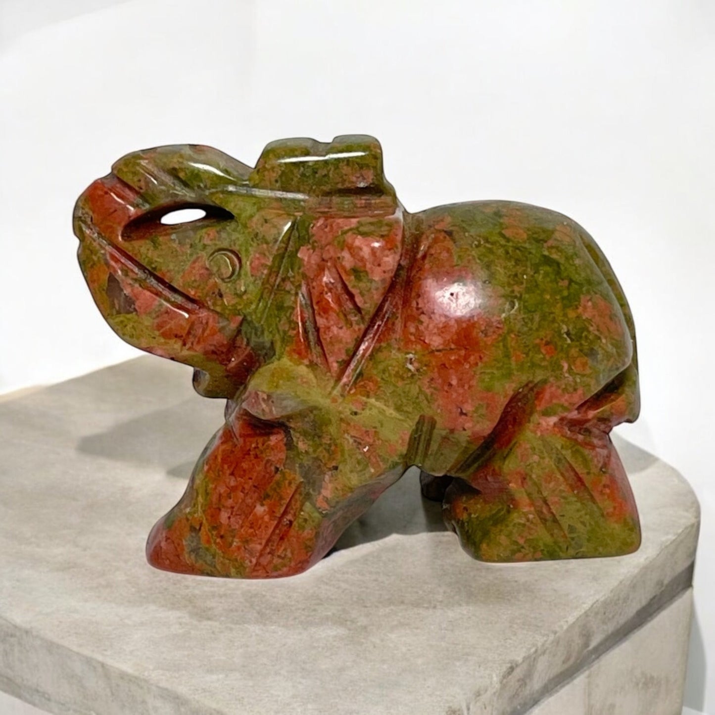 Elephant - Unakite Crystal Carving