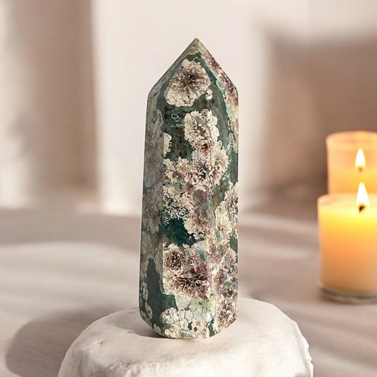 Green Flower Agate - Crystal Tower