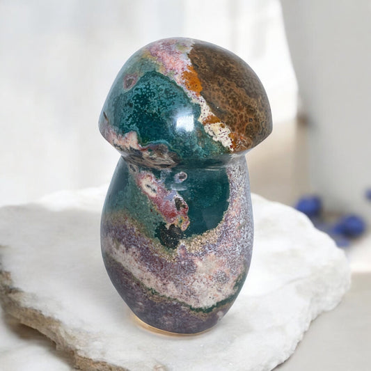 Mushroom - Ocean Jasper Crystal Carving