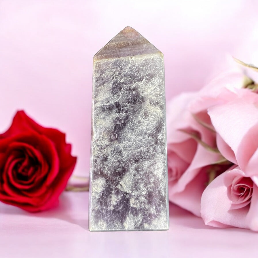 Raw Lepidolite Crystal Tower