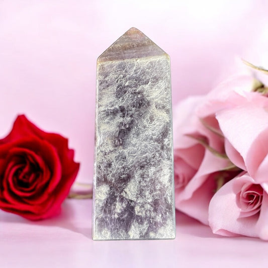 Raw Lepidolite Crystal Tower