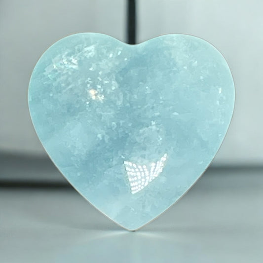 Heart - Aqua Marine Crystal Carving